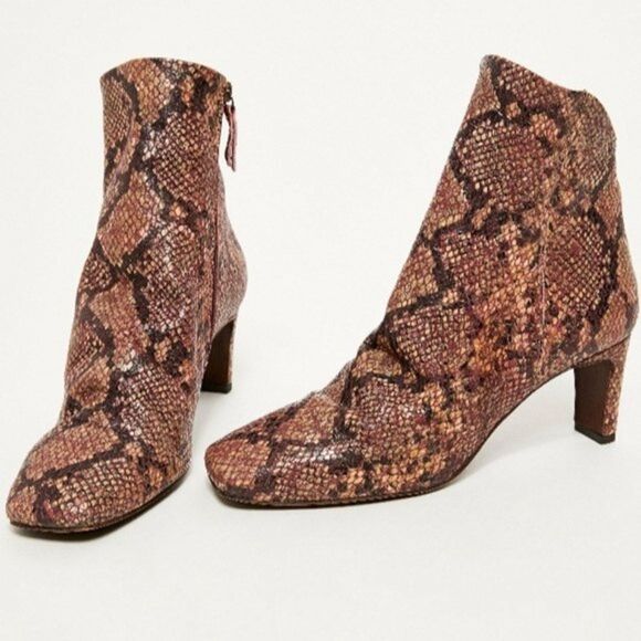 Free People Cybill Heel Leather Ankle Boot Snake Print Women's 37 - Picture 6 of 7